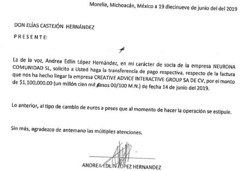 Tercera orden de pago para enviar los fondos de España a MéxicoABC