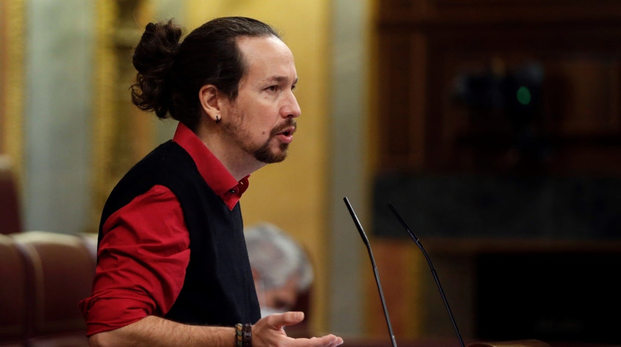 El vicepresidente segundo y ministro de Derechos Sociales y Agenda 2030, Pablo Iglesias, en el Pleno del Congreso