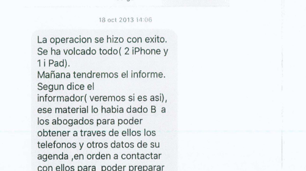 Uno de los mensajes protocolarizados ante notario por Martínez