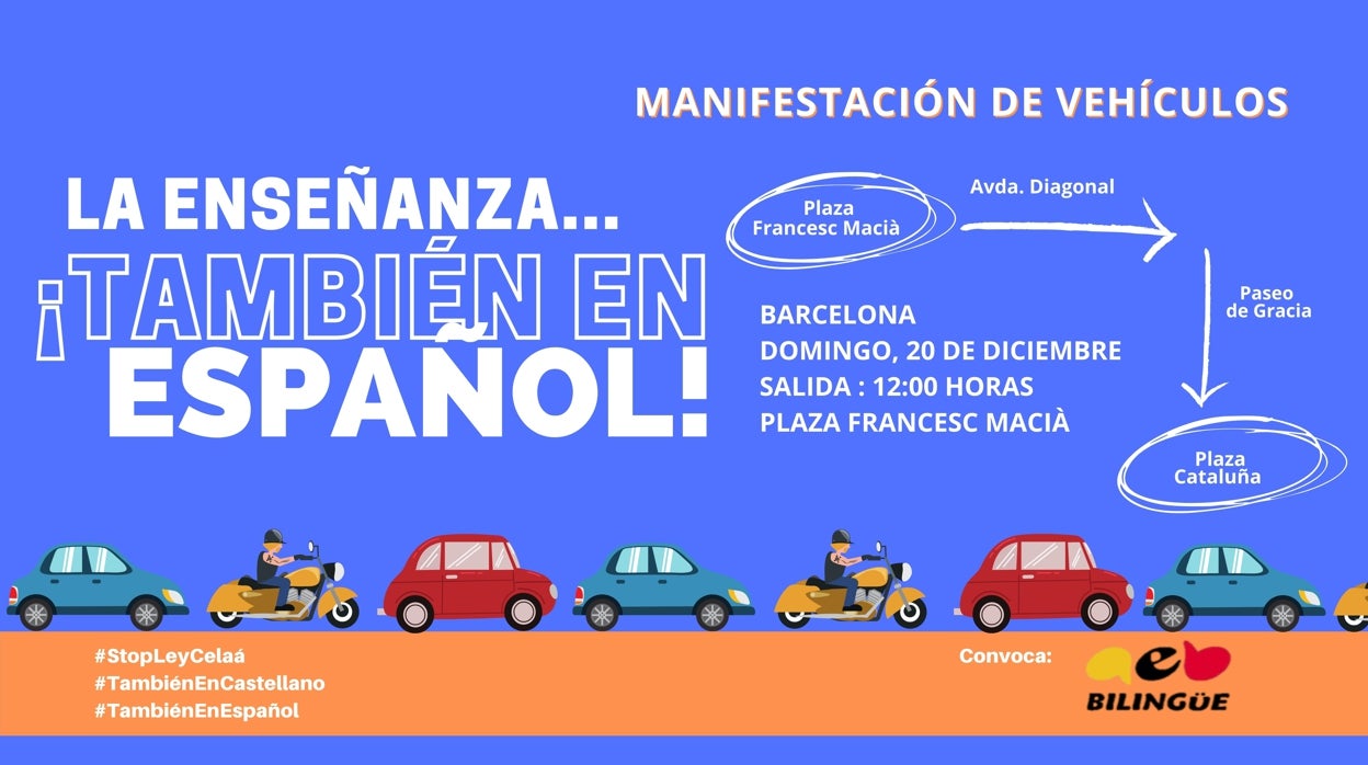 Cartel de la convocatoria de la manifestación de vehículos contra la ley Celaá