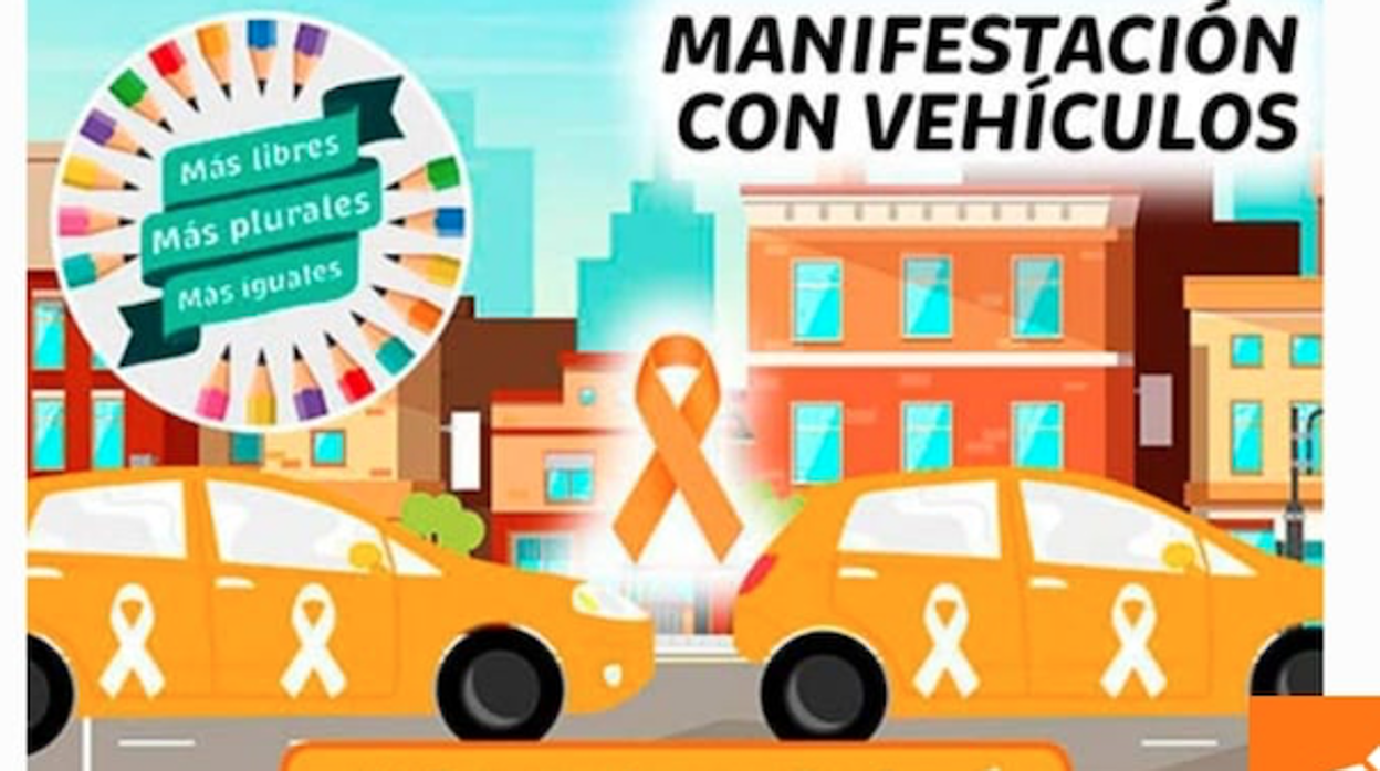 Cartel anunciador de la manifestación con vehículos el domingo, 20 de diciembre, en Valencia