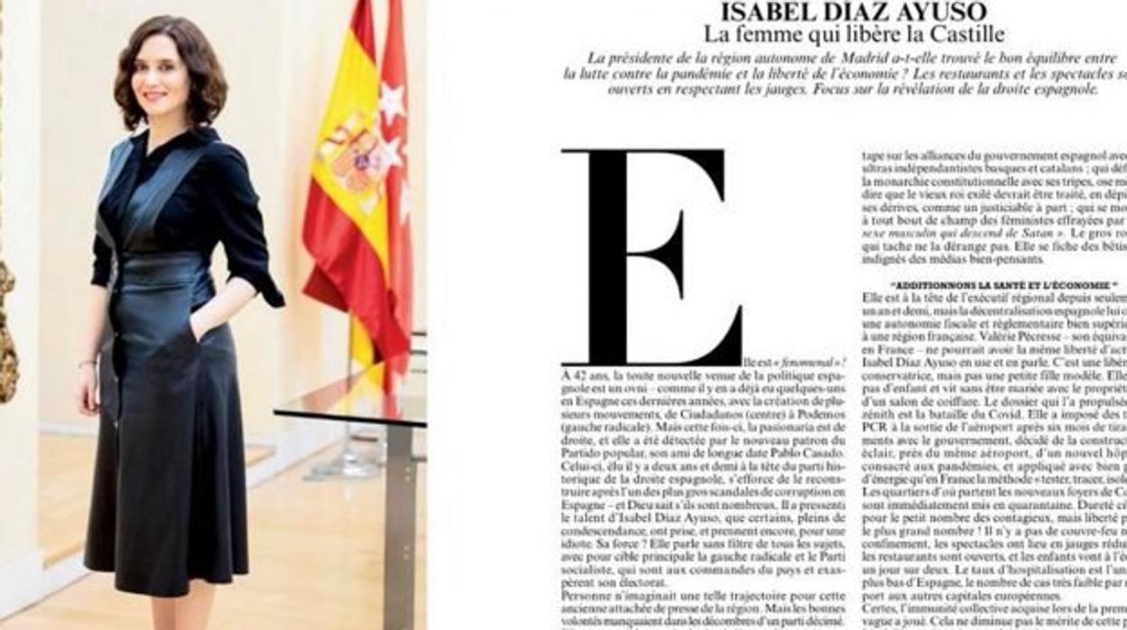 Captura del artículo sobre Isabel Díaz Ayuso en el diario francés «Le Figaro»