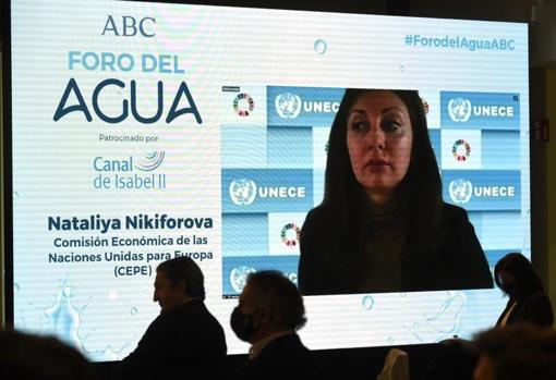 Nataliya Nikiforova, durante su intervención telemática en el Foro del Agua