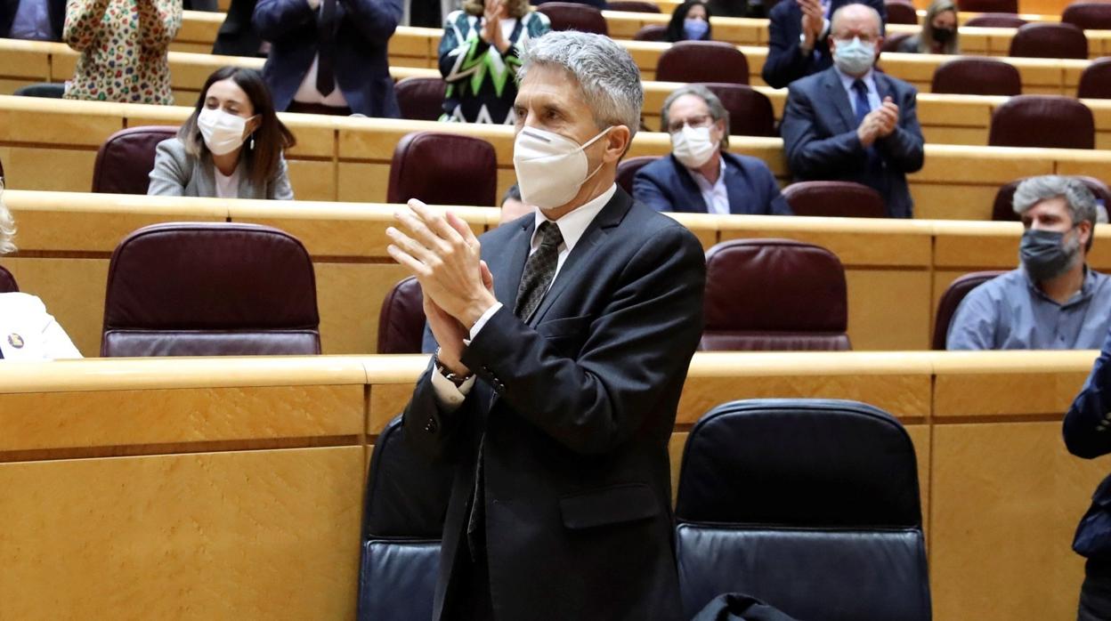 El ministro de Interior, Fernando Grande-Marlaska, ayer en el Senado