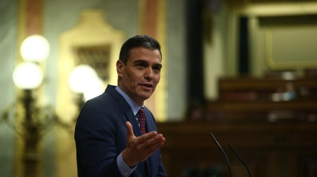 El presidente del Gobierno, Pedro Sánchez, durante una intervención en el Pleno del Congreso