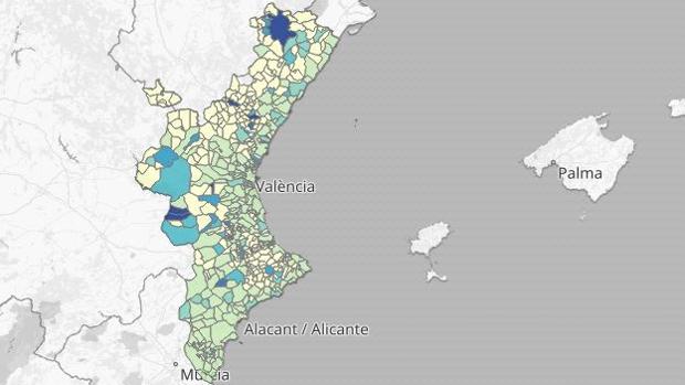 Mapa y listado de los rebrotes de coronavirus en la Comunidad Valenciana en vísperas de la Nochevieja