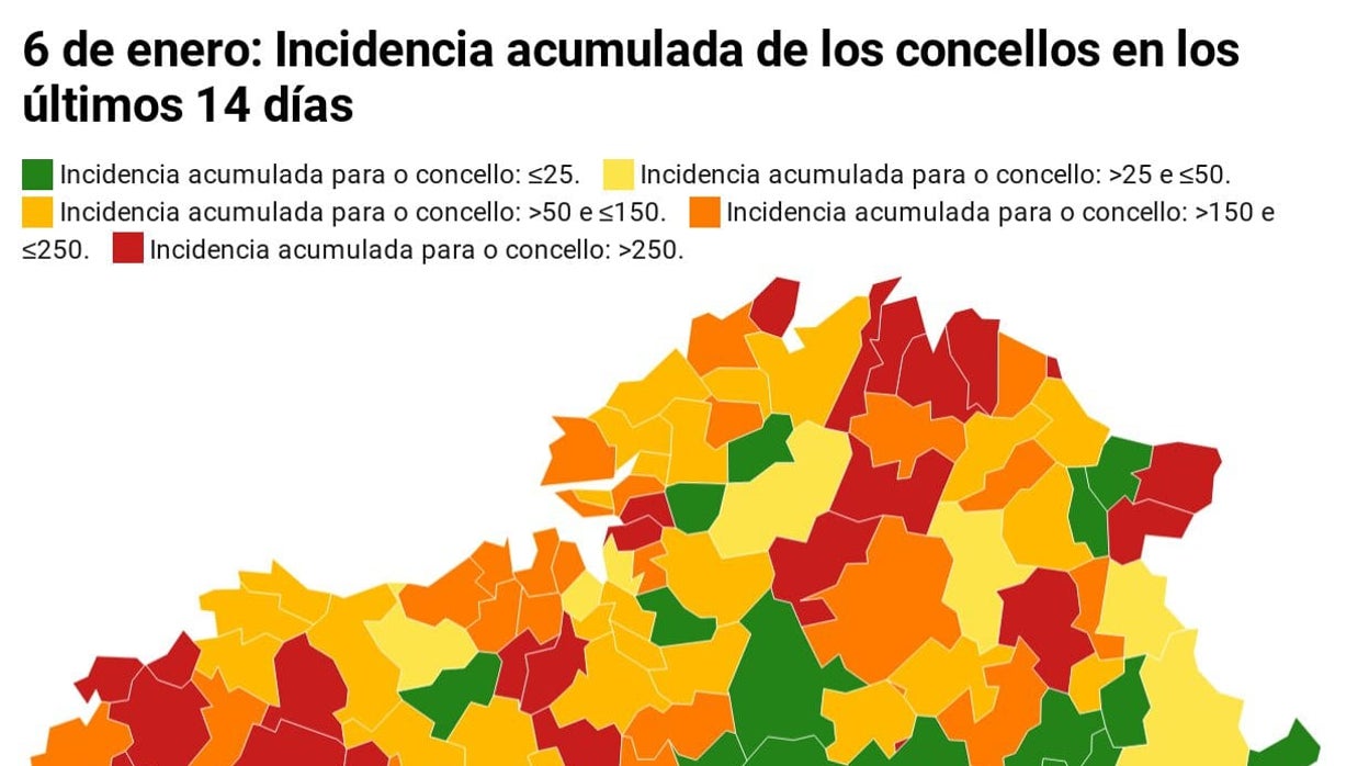 Coronavirus Galicia: esta es la incidencia de tu concello en el Día de Reyes