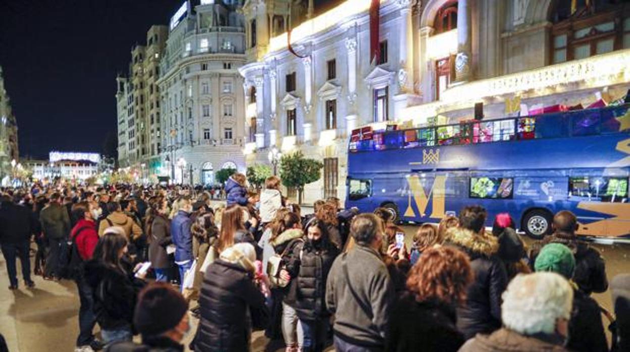 Imagen tomada este martes en la Plaza del Ayuntamiento de Valencia