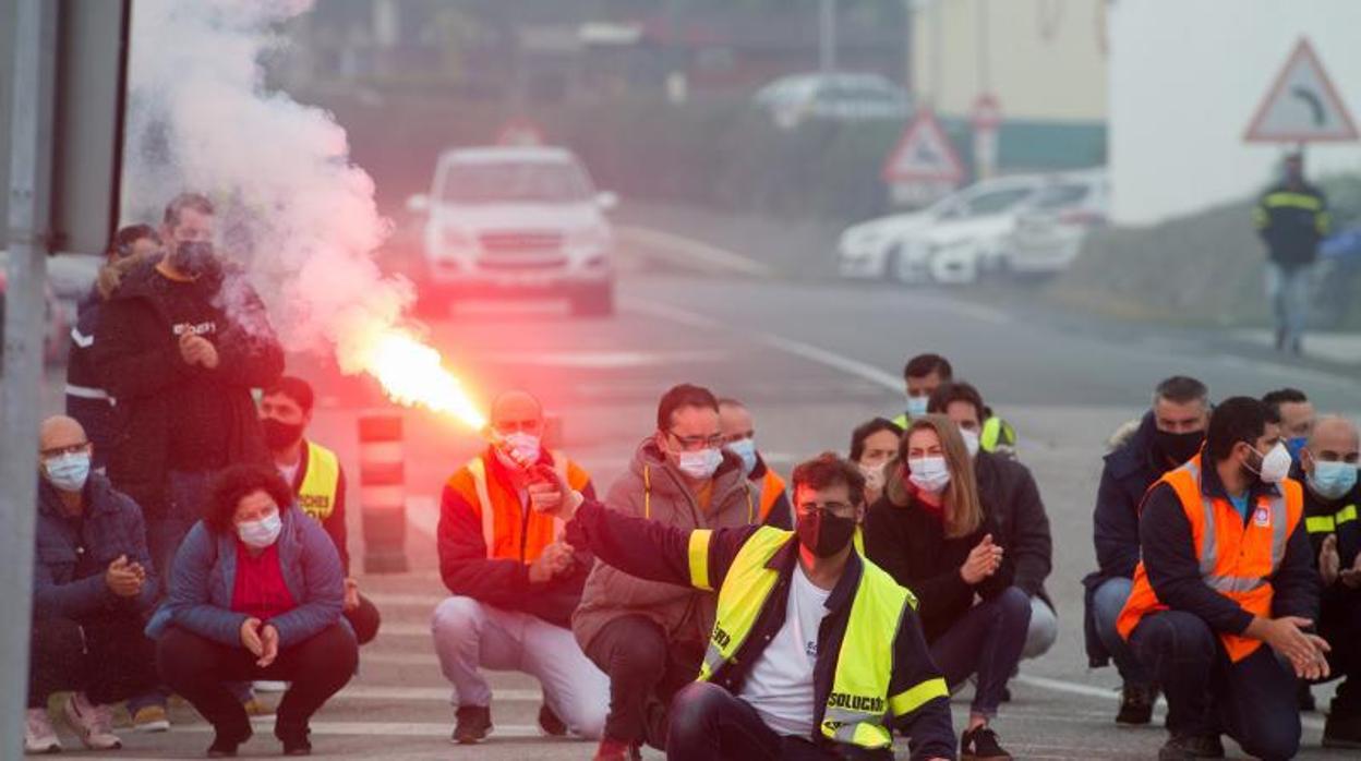 Los trabajadores de Alcoa en la manifestación del pasado mes de octubre