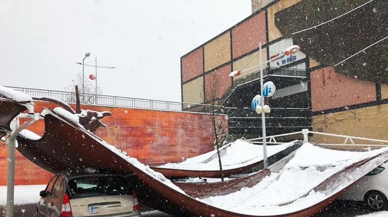 Efectos del temporal en el centro comercial Luz del Tajo