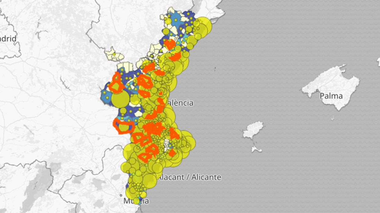 Imagen del mapa de la incidencia acumulada del coronavirus en los últimos catorce días