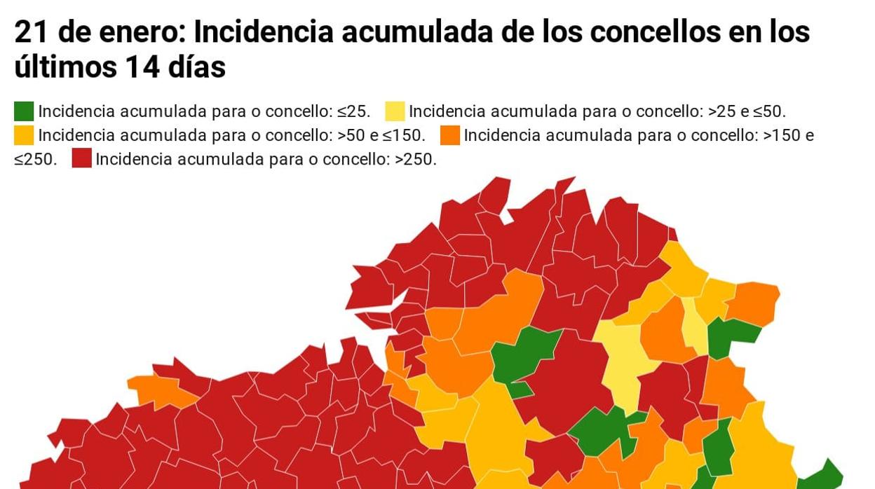 Mapa de incidencia acumulada y nuevos casos a 14 días