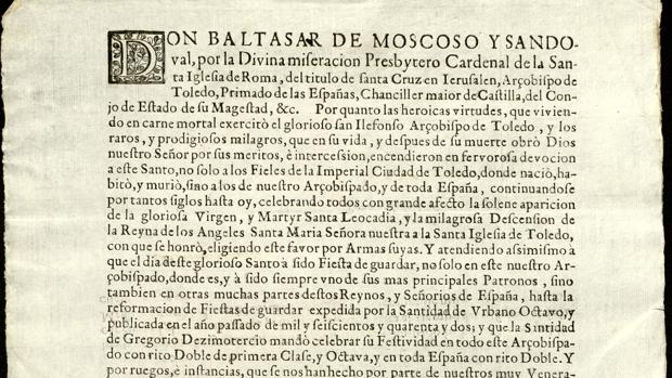 El Archivo Municipal documenta la defensa de la celebración de San Ildefonso emprendida por el Ayuntamiento en el año 1652