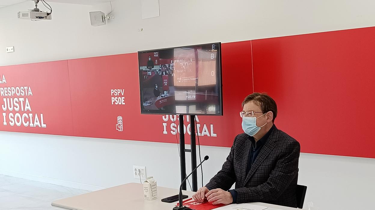 Imagen del secretario general del PSPV-PSOE en el Comité Federal del partido