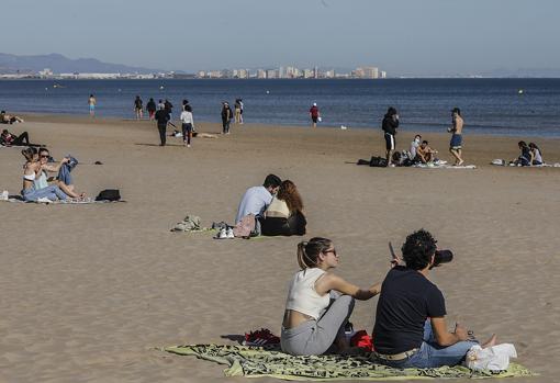 Imagen tomada este viernes en la playa del Cabanyal de Valencia