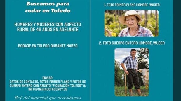 Buscan personas de más de 40 años con aspecto rural para un rodaje en Toledo en marzo