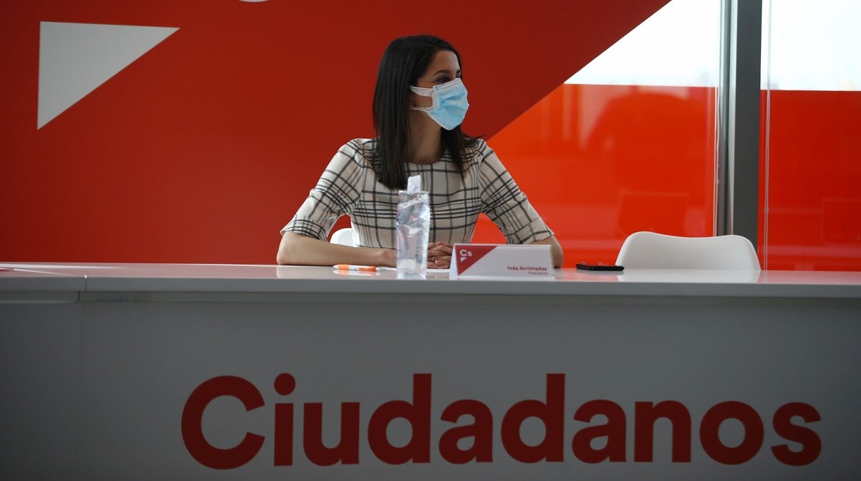 La presidenta de Ciudadanos, Inés Arrimadas, en la reunión de su Comité Permanente