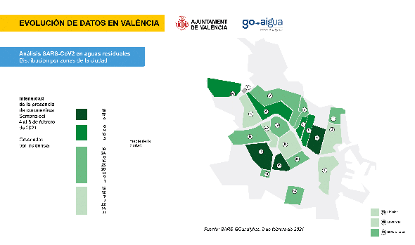 Mapa de las zonas de Valencia con presencia del coronavirus en sus aguas residuales