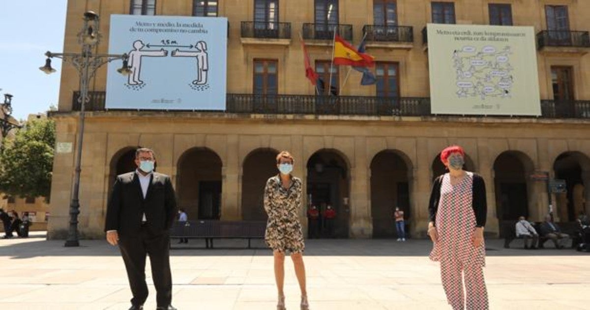 El consejero Javier Remírez, la presidenta María Chivite y la consejera Santos Indurain en una imagen de junio.