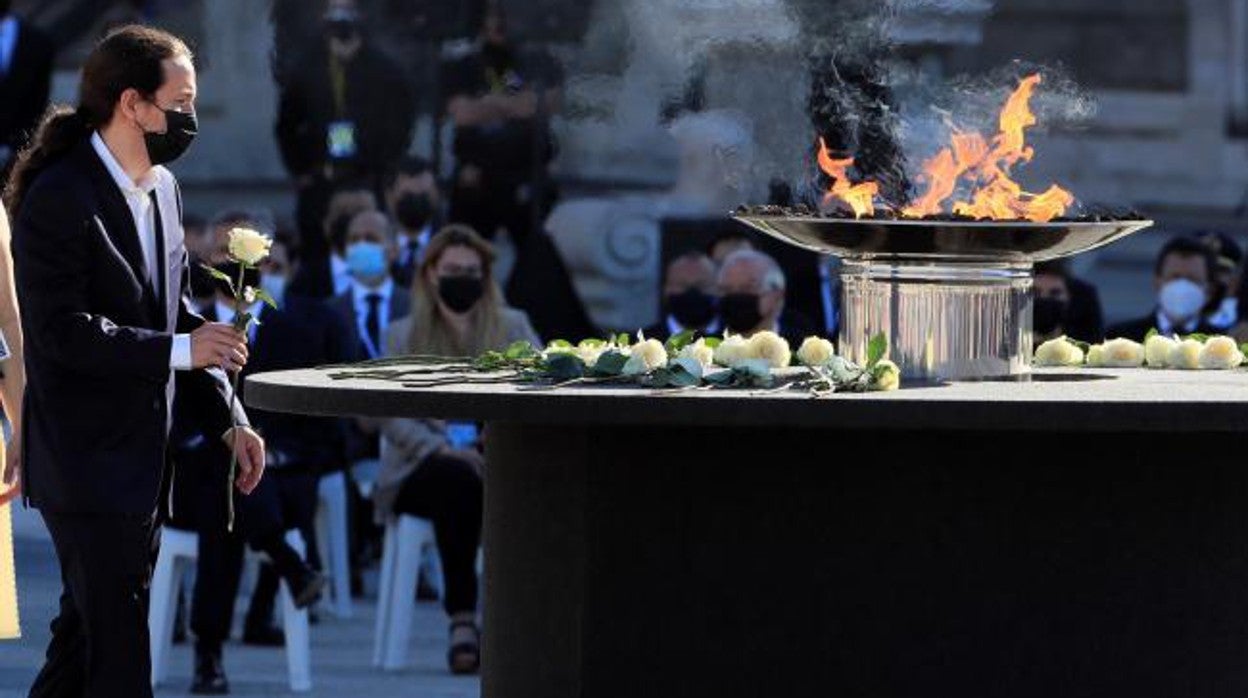 Pablo Iglesias, en el homenaje a las víctimas de la pandemia de coronavirus