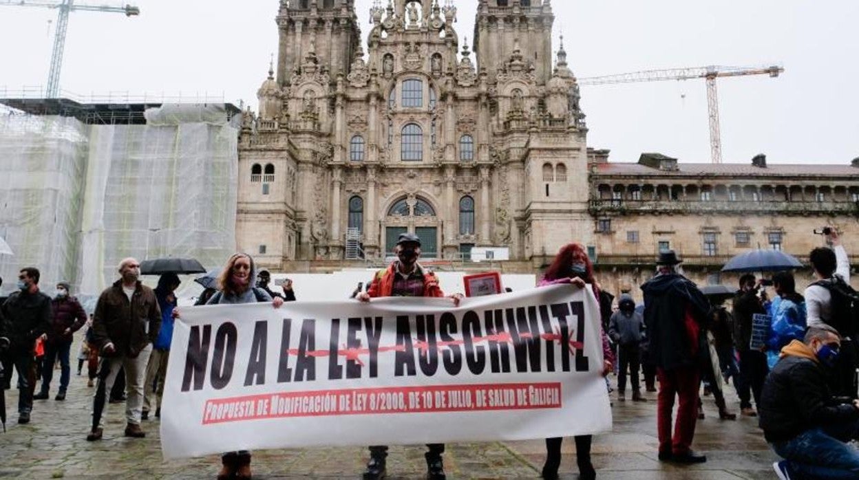 Manifestación negacionista en la que participó la profesora