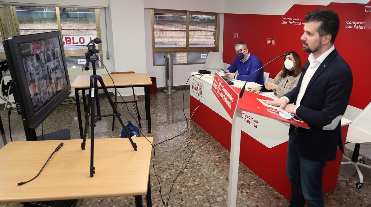 Luis Tudanca, durante su intervención en el Comité Ejecutivo del PSOE de Palencia celebrado de forma telemática