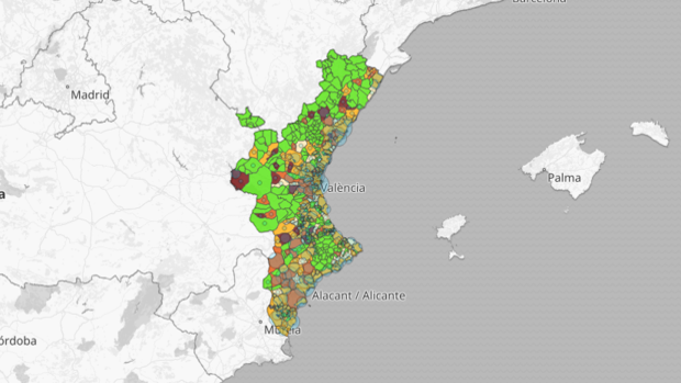 Mapa y listado de los últimos rebrotes de coronavirus en la Comunidad Valenciana