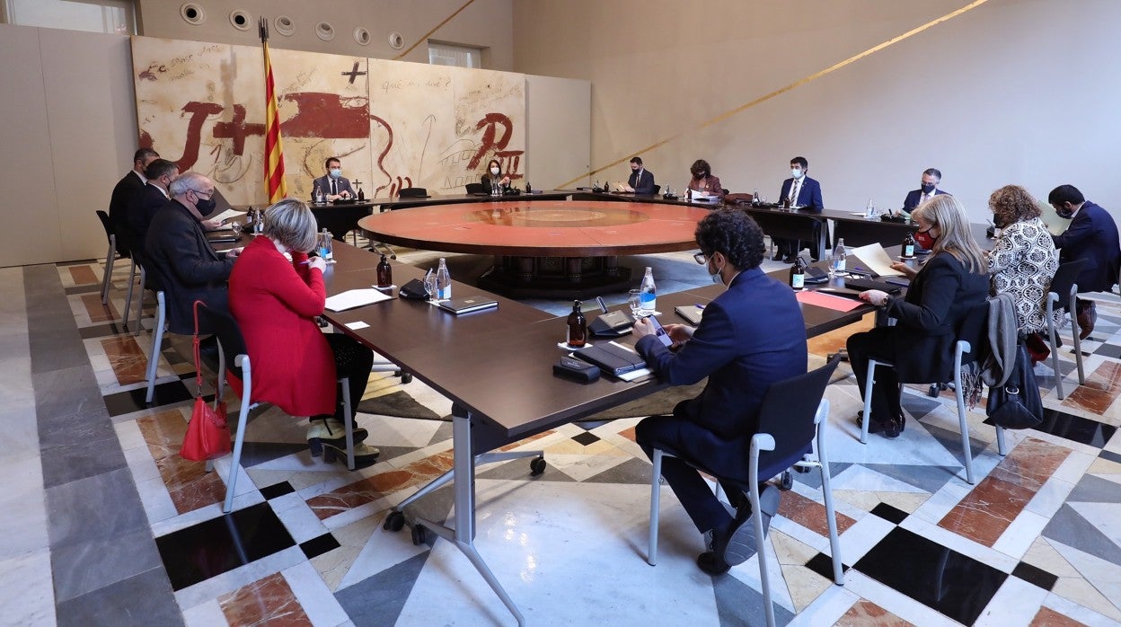 Reunión del Govern catalán, hoy, en el Palacio de la Generalitat