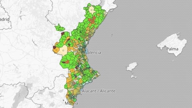 La incidencia del coronavirus desaparece en más de la mitad de los 542 municipios valencianos