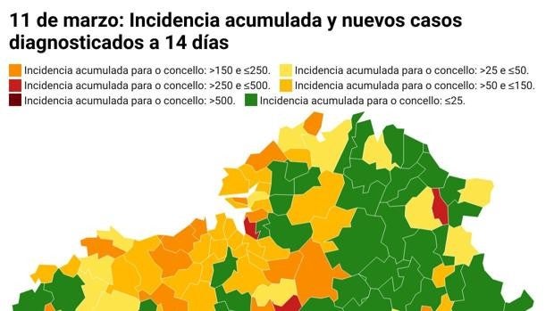 Coronavirus Galicia: comprueba la incidencia acumulada y el número de casos de cada concello a una semana del puente de San José