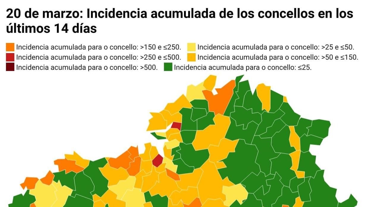 Coronavirus Galicia: esta es la incidencia acumulada de los concellos tras la entrada en vigor de un nuevo alivio de las restricciones