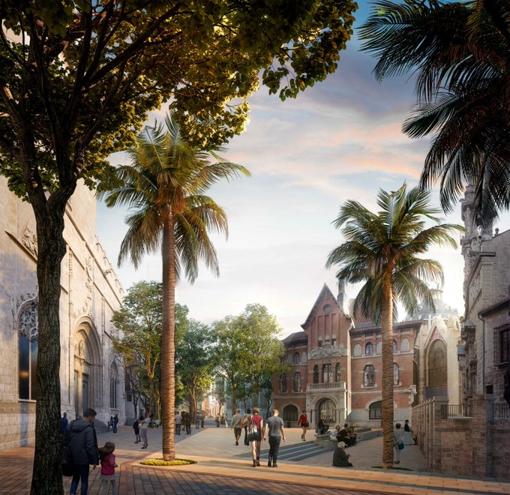 Figuración del entorno de la Iglesia de los Santos Juanes de Valencia tras la remodelación