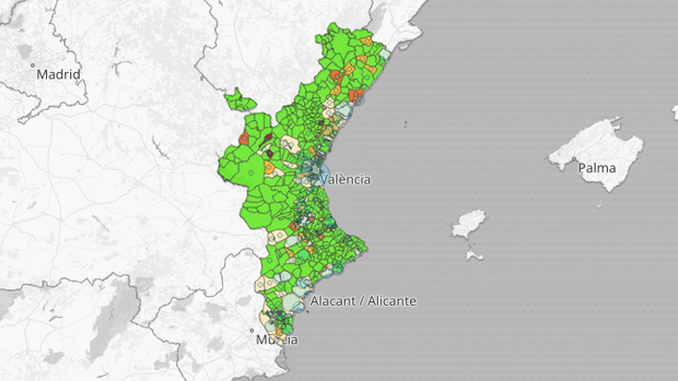 Mapa y listado de los rebrotes de coronavirus y la situación de las residencias en Valencia