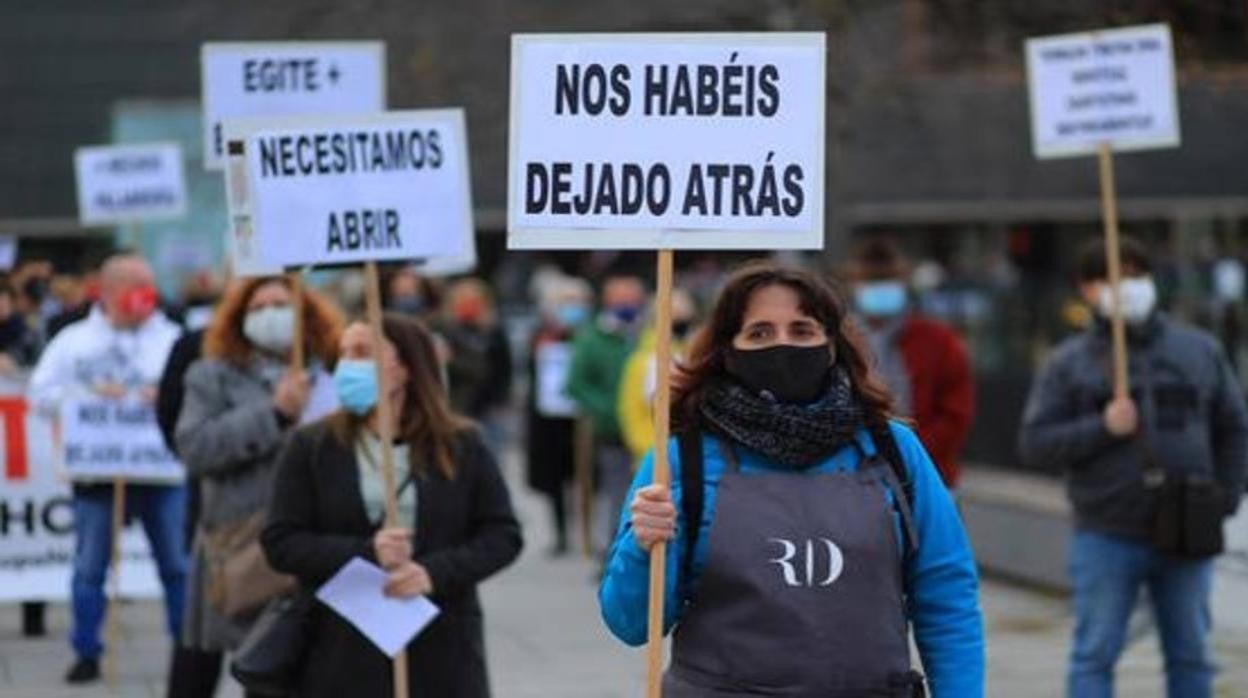 Imagen de protetas de los hosteleros en estos meses atrás en Navarra