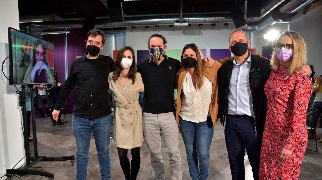 Mayoral, Belarra, Iglesias y Jacinto, ayer en un acto en Madrid