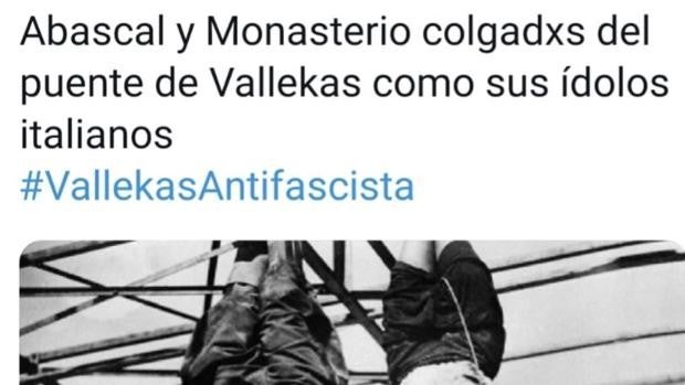 Detenido un vecino de Vallecas por comparar a Abascal y Monasterio con Mussolini y su amante ahorcados