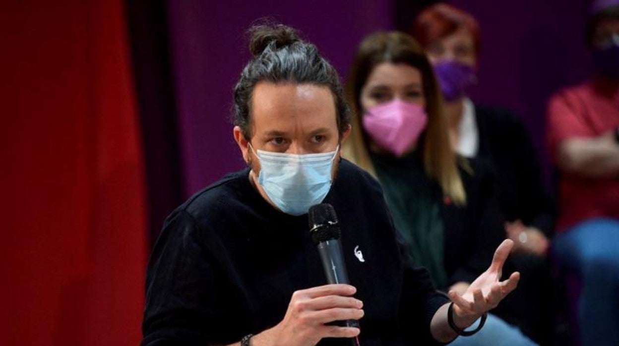 Iglesias, en un acto previo a la campaña electoral en la Comunidad de Madrid