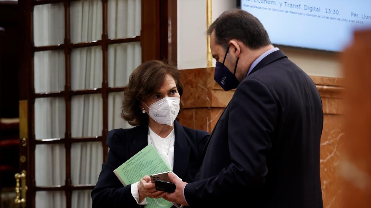 Carmen Calvo José Luis Ábalos en el Congreso de los Diputados