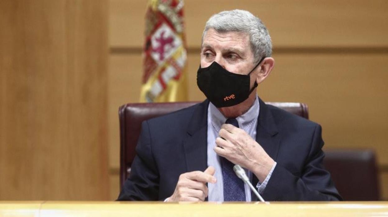 José Manuel Pérez Tornero, durante su primera comparecencia en el Senado como presidente de RTVE