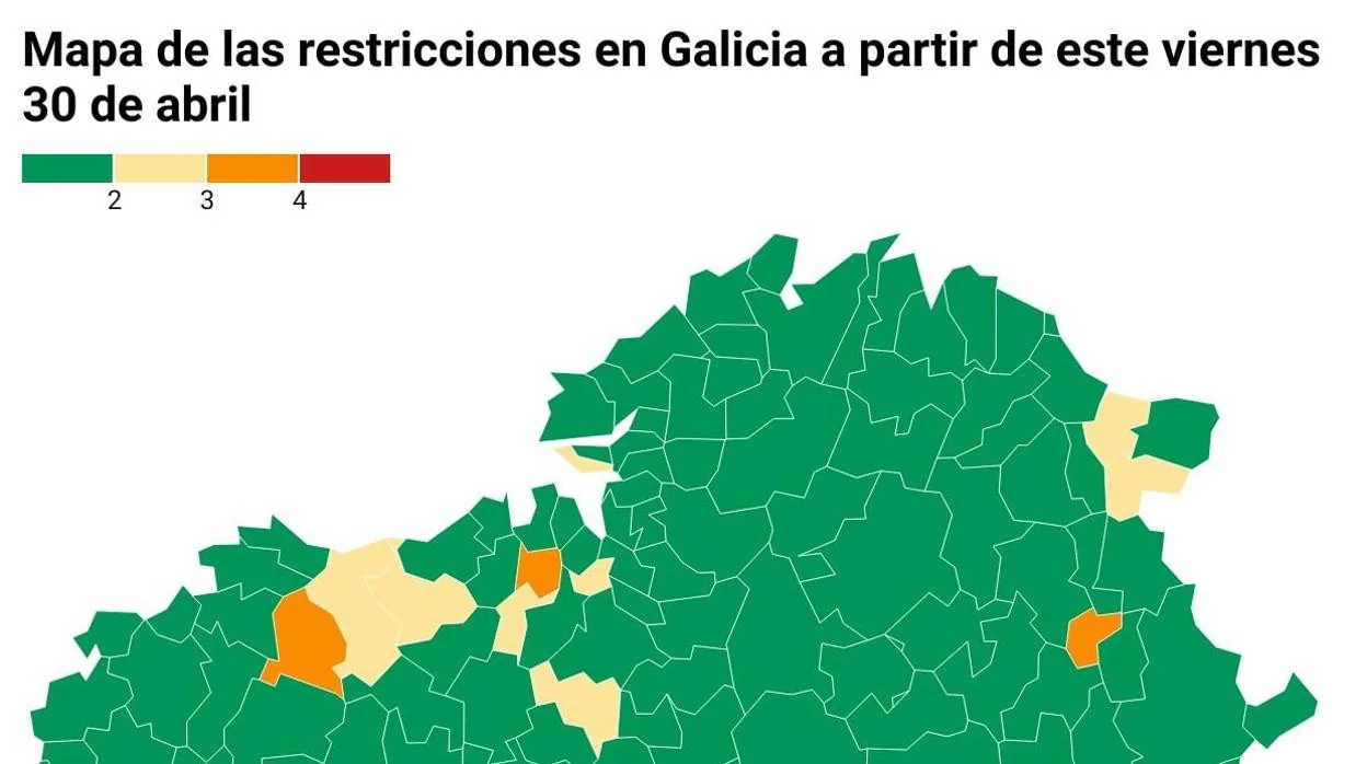 Mapa de restricciones de Galicia a partir del 30 de abril