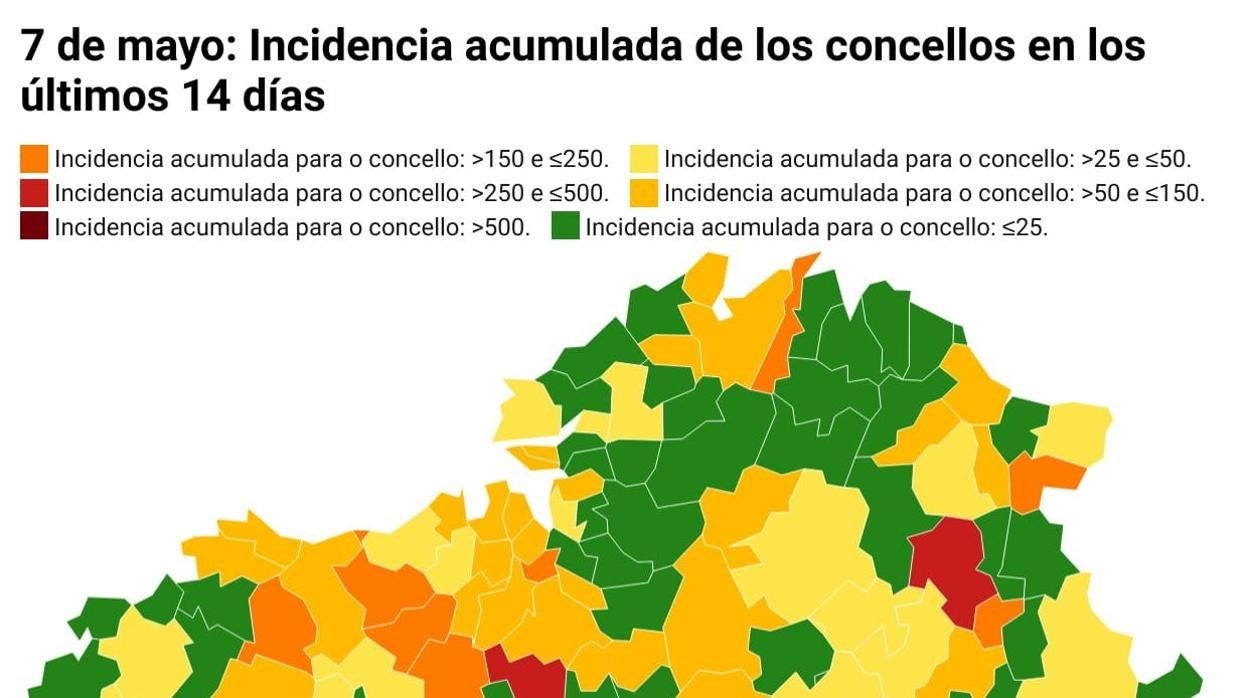 Mapa interactivo de incidencia del coronavirus en Galicia