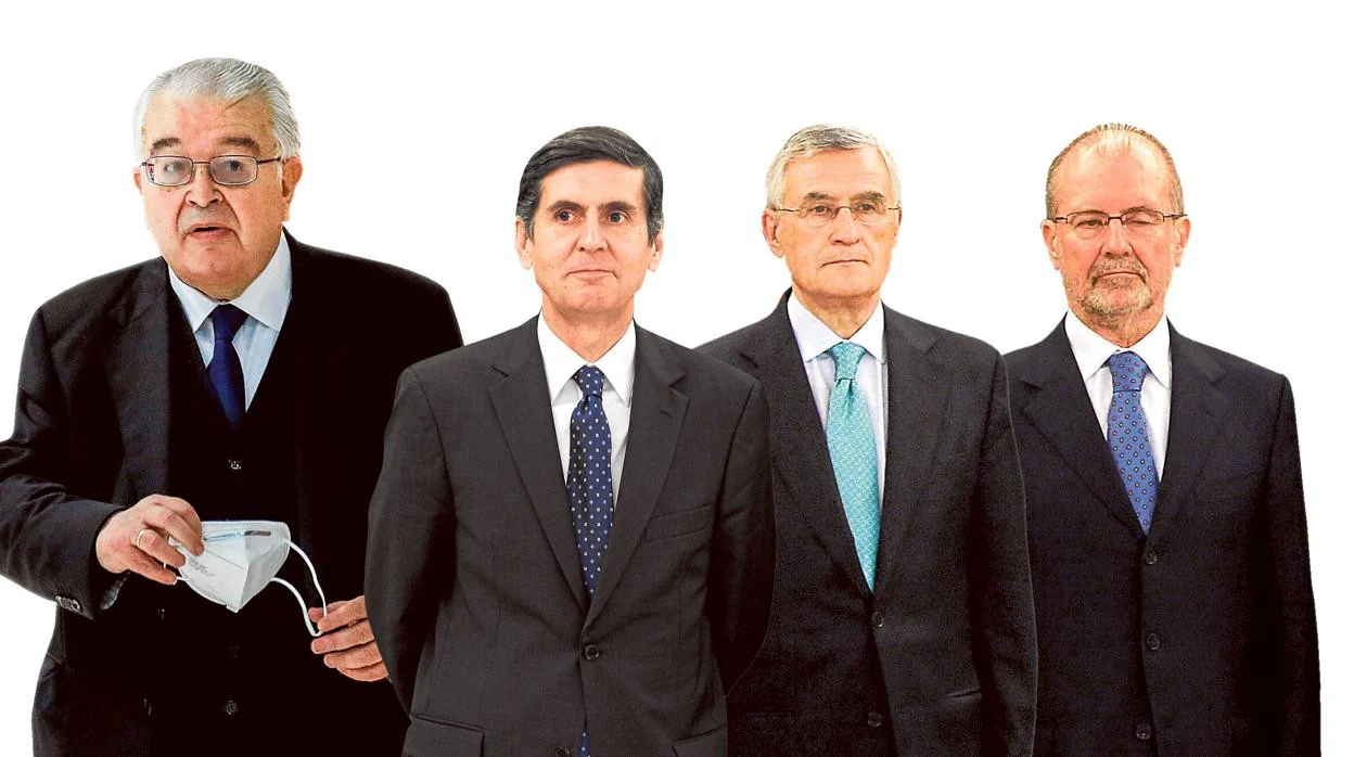 El presidente del TC, González Rivas, y posibles candidatos a la Presidencia: González Trevijano, Martínez-Vares y Xiol