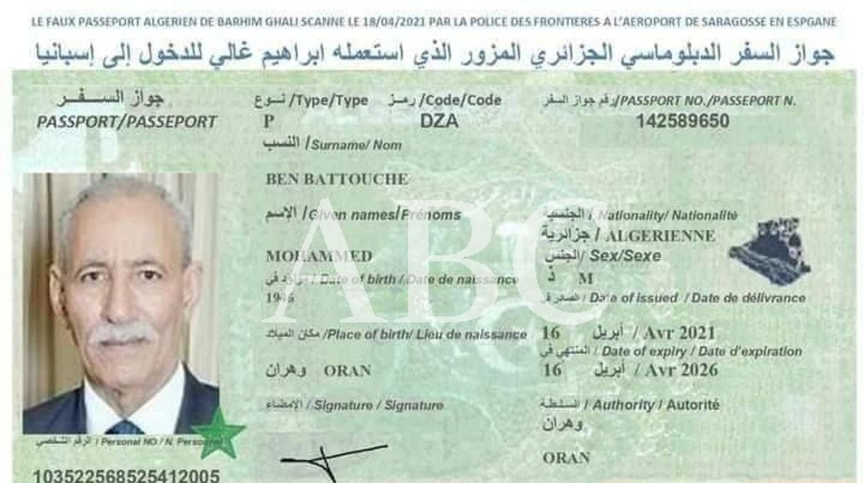 El pasaporte falso con el que el líder del Polisario entró en España