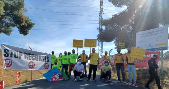 Protesta de delegados sindicales de Geacam en el Centro Operativo, en Toledo