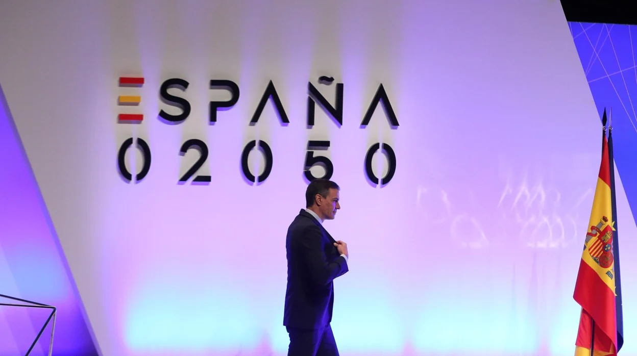 El presidente del Gobierno, Pedro Sánchez, en el acto de presentación de España 2050