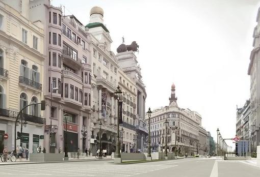 El aspecto que tendrá la calle de Alcalá a la altura de Sevilla tras la reforma