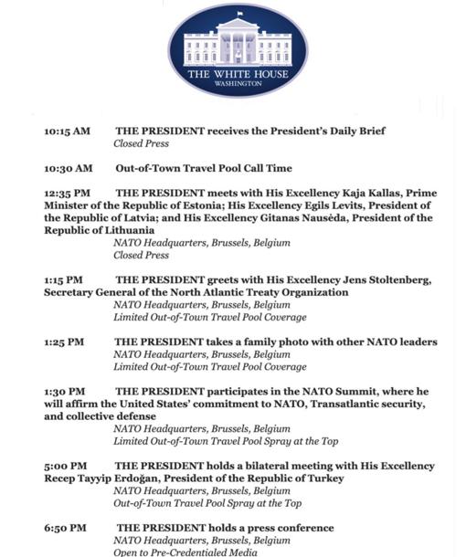 Agenda de Joe Biden en Bruselas