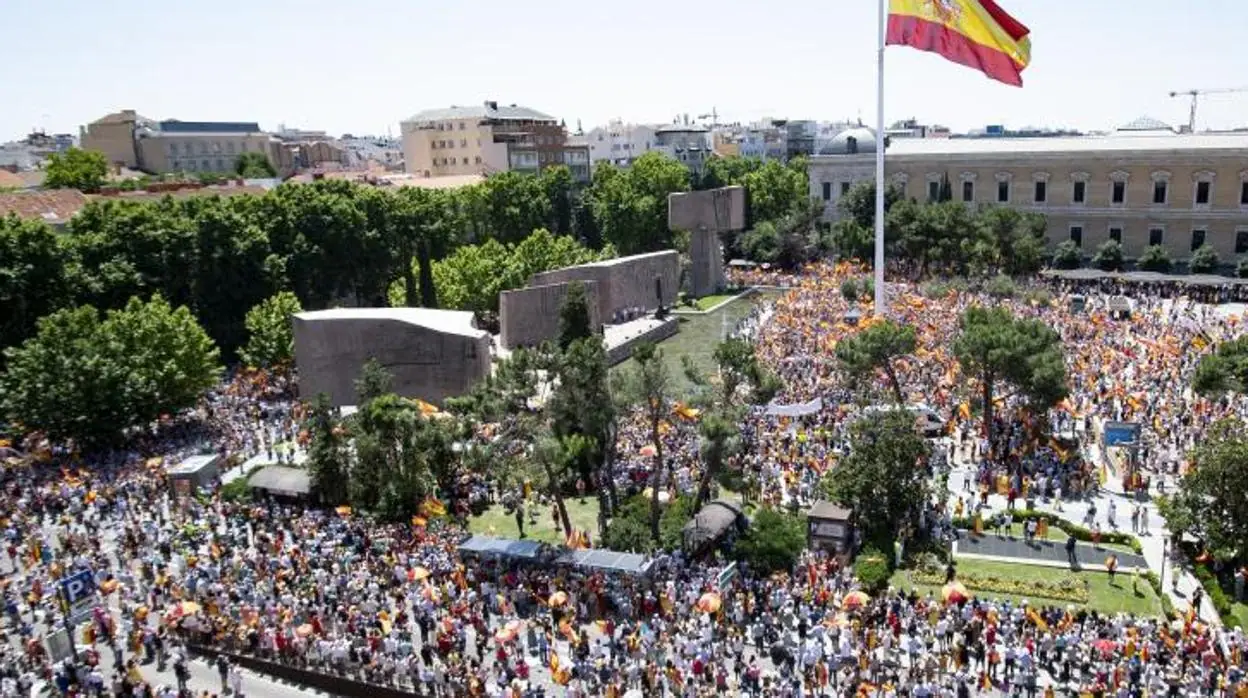 Vista aérea de la manifestación de Colón celebrada el pasado domingo