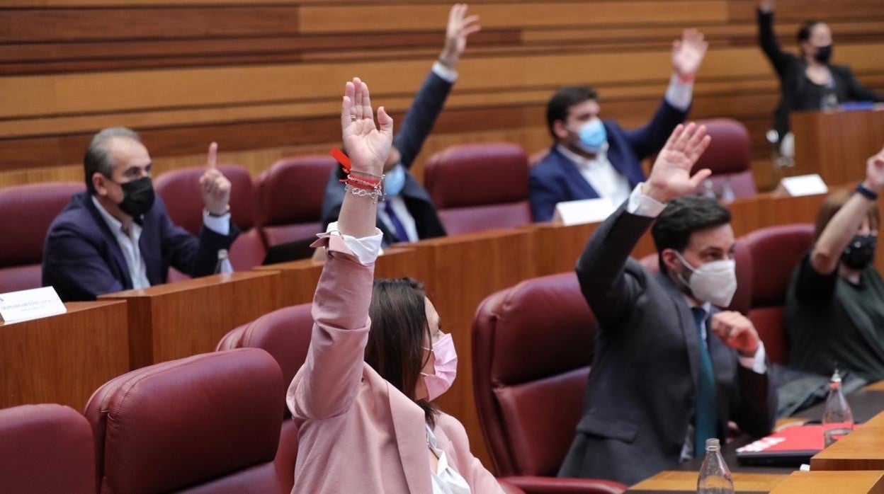 Votación durante la segunda sesión del pleno de las Cortes