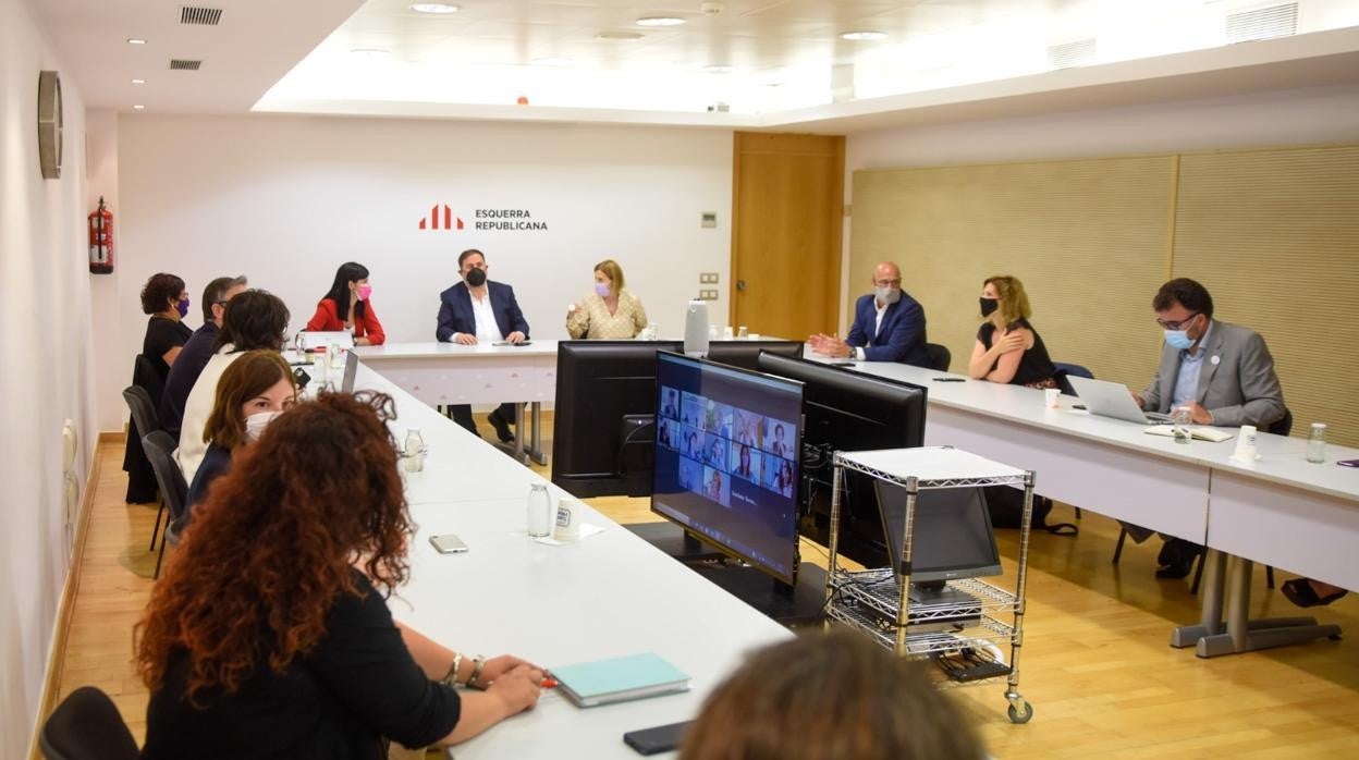 Junqueras, en la reunión de su partido